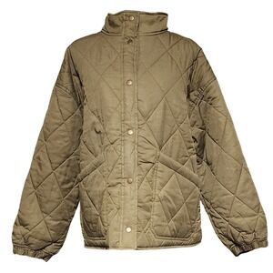 Social Standard by Sanctuary Womens XL Quilted Jacket Olive Green Button Up